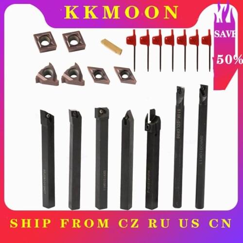7pcs Carbide Insert Blades + 7pcs Lathe Turning Tool Holder Set + 7pcs Wrench for Lathe Turning Tool Machine Tool Sets