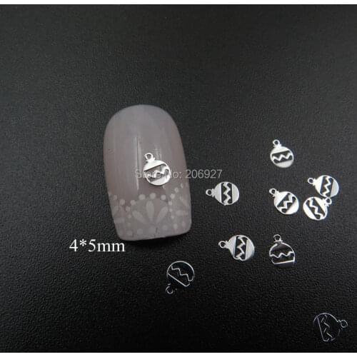 MS343-1 100pcs Silver Cute Christmas Balloon Metal Sticker Nail Art Metal Sticker Nail Art Decoration Non-adhesive Sticker