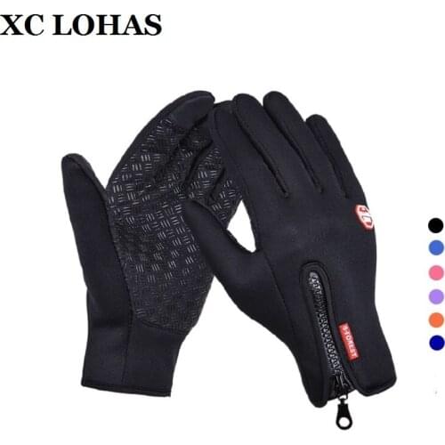 Men Women Waterproof Winter Warm Gloves Ski Motorcycle Riding cycling sports Glove Touch Screen Snow Windstopper Zipper Glove