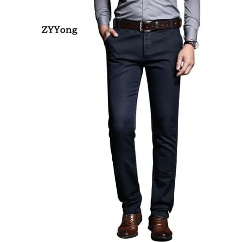 Mens Slim Suit Pants Large Size Fashion Office Meeting Business Casual Stretch Comfortable Breathable Black Blue Trousers