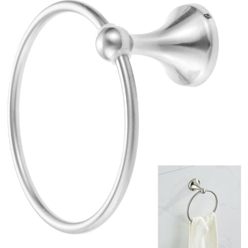 Wall Mounted Bathroom Towel Ring Stainless Steel Towel Holder Round Brushed Nickel Towel Hanger For Kitchen Bathroom