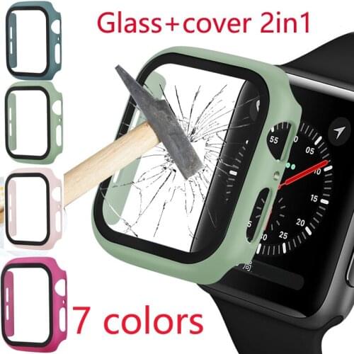 Newest for apple watch tempered glass film series 6 5 SE case 42mm 38 40 44 protector case for iwatch 4321 plastic cover bumper