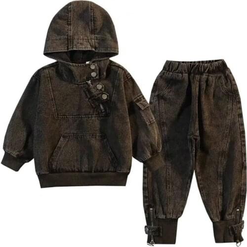 2021 new Childrens clothing boy spring and autumn clothing suit handsome children autumn boy cowboy two-piece suit
