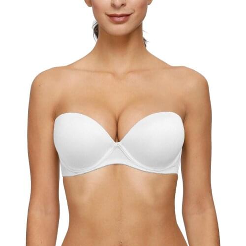 New Strapless Bras For Women Sexy Plunge Padded Underwire Adjusted Straps Backless Everyday Lingerie Plus Size