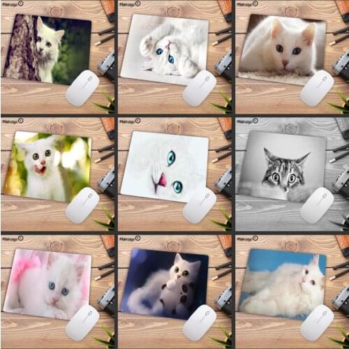 XGZ 22X18CM Cute White Cats Animal New Gaming Mousepad Small Gams Mouse Pad Player Anti-slip Rubber Computer Desk Mat Laptop