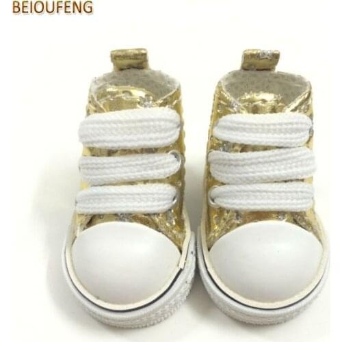 BEIOUFENG 5CM Doll Shoes 1/6 BJD Shoes PU Leather God Color Sneakers Toy Boots for Dolls Accessories 2 Pair/Lot