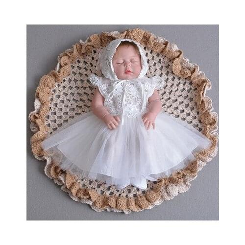 Christening Dress Baptism for Baby Girl Newborn Girl Ivory Lace Dress 1st Brithday Faire Part Bapteme Dress With Hat