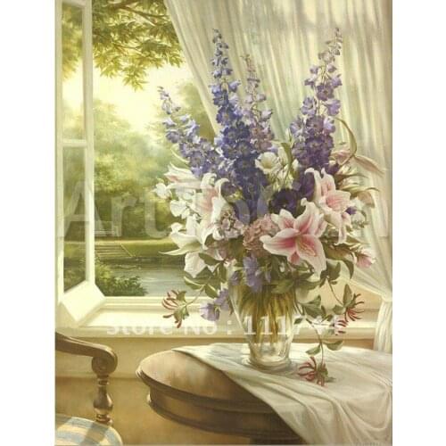 Simple flower paintings Modern art for living room Country estate II High quality 100% handmade