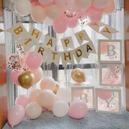 26 Letter Transparent Balloons Box Wedding Ballon Anniversaire Baby Name Balloon Box Baby Shower First Birthday Party Decoration