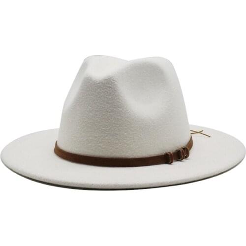 Seioum 2020 Retro Men Women Wool Fedora Hat Wide Brim Jazz Hat Lady Winter Autumn Fascinator Church Hat Size 56-58CM