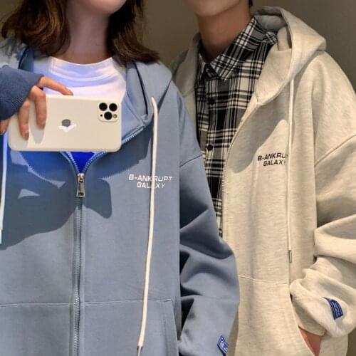 Hoodie Womens Harajuku Street Style Kawaii Oversized Zipper Sweatshirt 2021 New Korean Couple Coat Oversized S-4xl Neutral Top