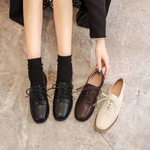 British Style Spring Womens Shoes Retro Female Brogue Shoes Casual Shoes Cow Leather High Quality Round Toe OULYYYOGO