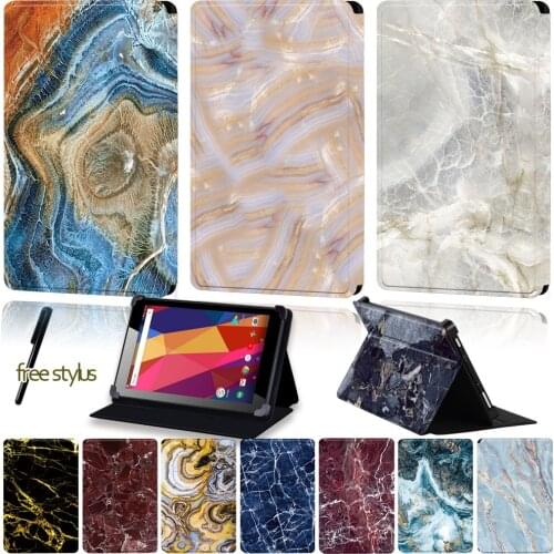 Universal Pu Leather Tablet Case for Alba 7 Inch Android /8 Inch/10 Inch Anti-Fall Marble Pattern Four Corner Stand Cover Case