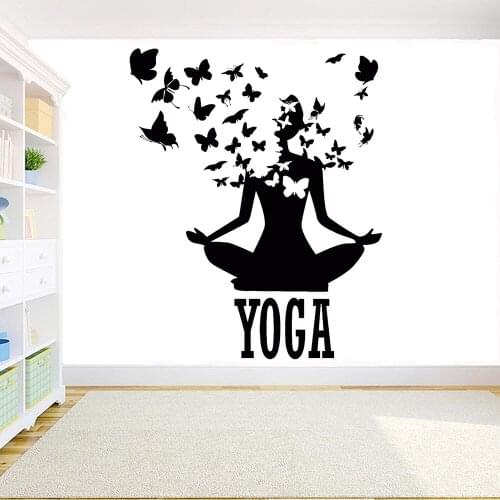 Yoga Gym Vinyl Wall Decal Yoga Center Pose Lotus Meditation Buddhism Wall Stickers Family Room Decoration Mural Waterproof Z405