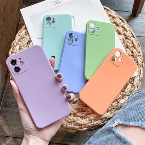 Camera Protection For iPhone 12 Case Candy Color Silicone Phone Cover For iPhone 11 Pro Max 12 Mini X XR XS Max 7 8 Plus SE 2020