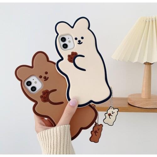 3D Cookie Bear Mobile Phone Case for IPhone 12 Pro Max 7 8 Plus Apple XS XR Shell Soft Silicone Protective Back Cover