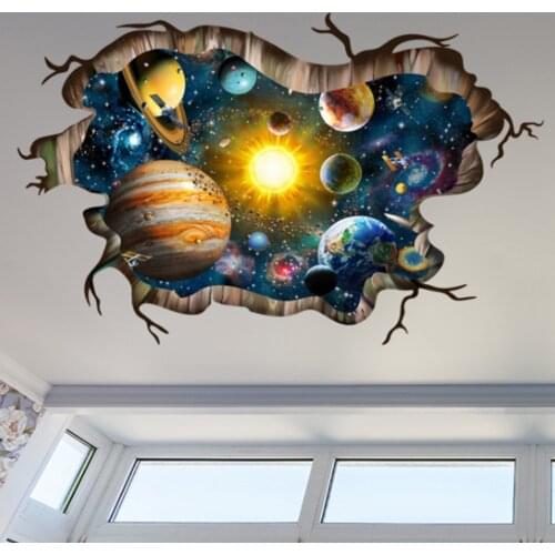 3D Universe Planet Wall Stickers For Ceiling Roof window sticker Mural Decoration DIY Kids Bedroom Ceiling Home Decoration