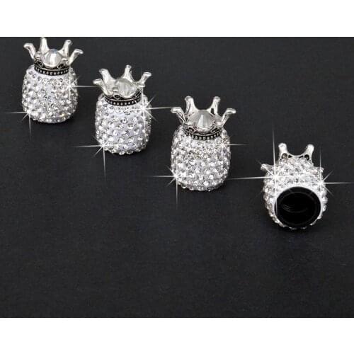 4pcs ABS Rhinestone Tire Air Stem Valve Caps Covers Universal for Cars SUVs Truck Auto Leak-Proof