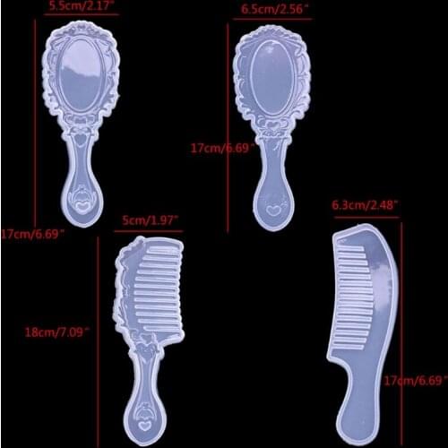 4 Styles Comb Mirror Resin Casting Molds Kit Silicone Epoxy Resin Molds Silicone Comb Mold Mirror Hair Comb Craft Making