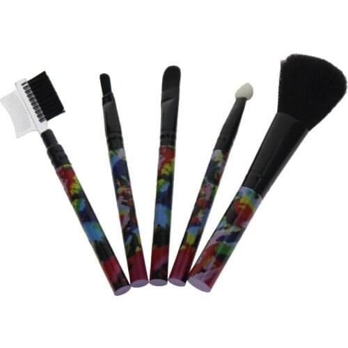 5Pcs Cheap Travel Makeup Cosmetic Tool Brush Set Kit Include Blush Brush Eyelid Sponge Applicator Eyebrow Brush And Eyelash Comb