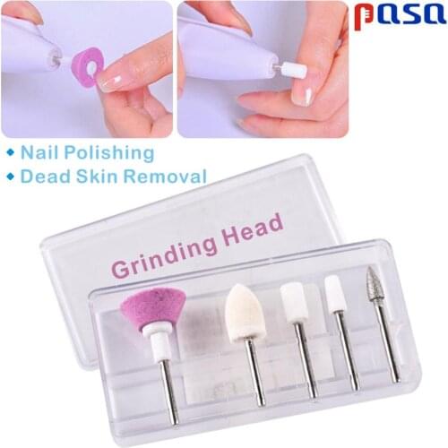 5Pcs Shank 2.34mm Grinding Head Nail Drill Bit Art Tool Electric Manicure Machine Accessories Cutter Polish Ceramic Nail File