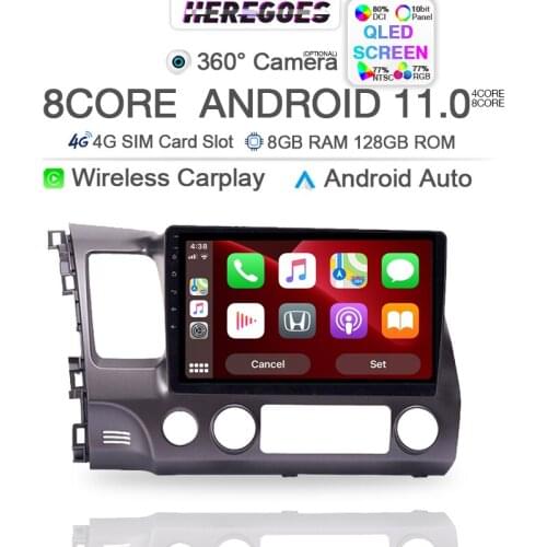 Carplay 6G+128Gb DSP Android 10.0 Car DVD Player for Honda Civic 8 2005 - 2012 Multimedia Video Wifi Bluetooth GPS Radio 2 din