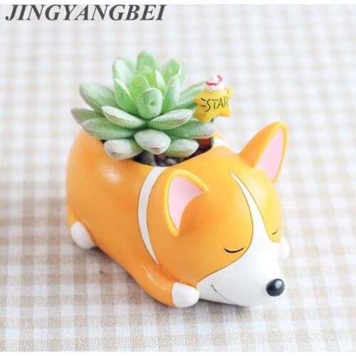 Cartoon Dogs Flower Vase Resin Succulent Cute Sleeping Animal for Home decoration Desktop potted plants