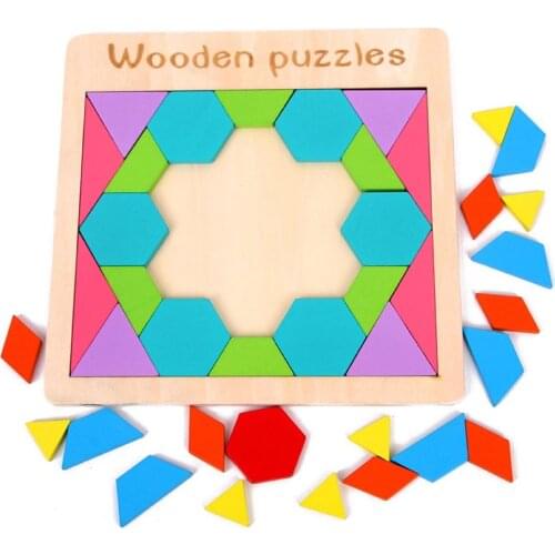 Baby Toys Wooden 3d Puzzle Intelligence Kids Educational Color Brain Teaser Children Geometric Tangram Shapes Learning Jigsaw
