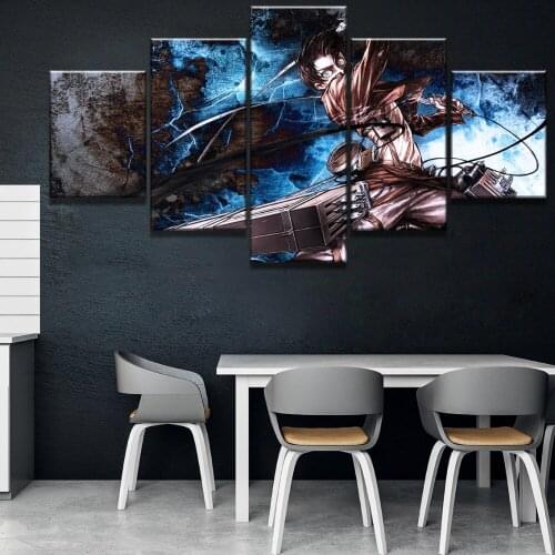 Home Decoration Canvas Attack Of Titan Painting Pictures Wall Art Hd Prints Japanese Animation Modular Frame Poster Living Room