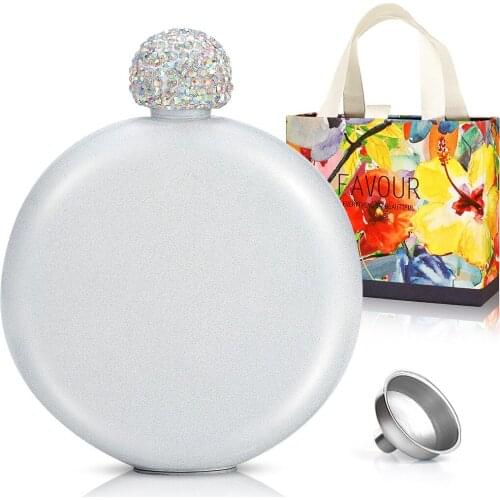 Whiskey Hip Flask Crystal Lid Rainbow Stainless Steel Alcohol Flask Portable Hip Flask Party / Travel / Fishing Men Gift Set