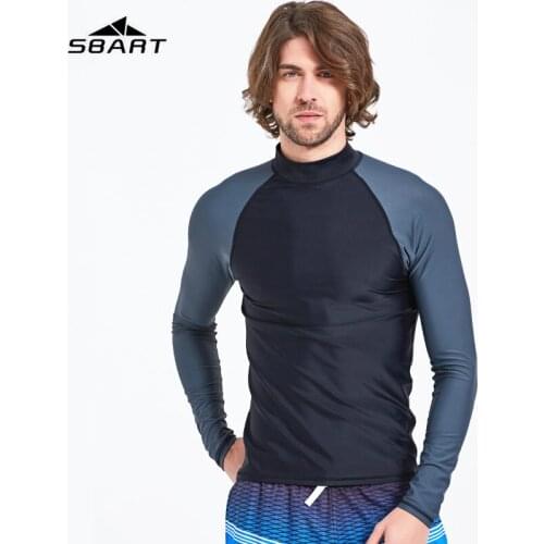 SBART Men Long Sleeve Rashguards Tops Lycra Snorkeling Windsurf Surfing Anti-UV Swim Wetsuit Shirt Diving T-Shirts for Surfing