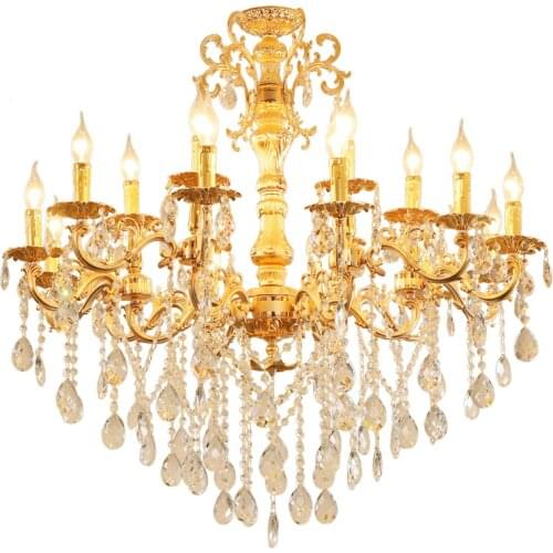 Zinc Alloy Candle Crystal Chandelier lamps European Style Hotel Living Room Clubhouse Villa Dining Room E14 Lights