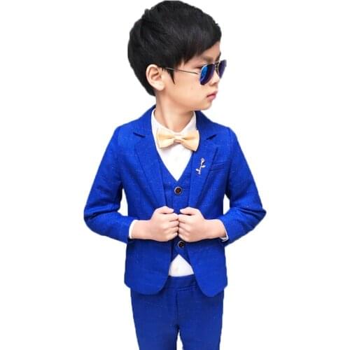 Flower Boys Formal Wedding Suit Kids Piano Dance Blazer+Pants+Waistcoat 3Pcs Suit Childrens Day Birthday Prom Party Costume
