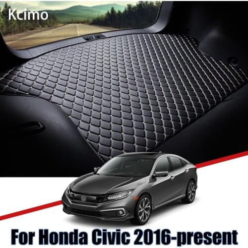 Leather Car Trunk Mat For Honda Civic 2016-present Trunk Boot Mat Civic Cargo Liner Tray Slip Rear Honda Civic Liner Pad