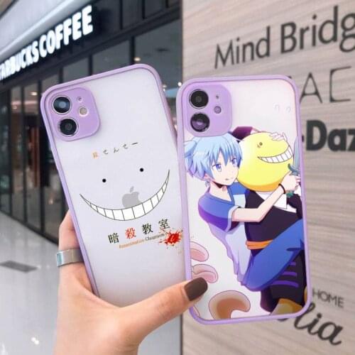 Assassination Classroom Phone Case For iPhone 12 11 Mini Pro XR XS Max 7 8 Plus X Matte transparent Purple Back Cover