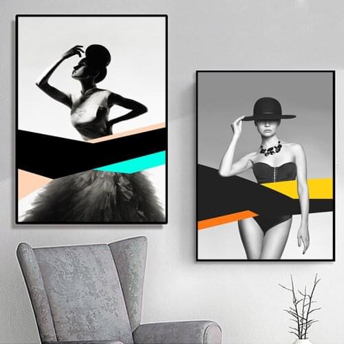 Fashion Girls Model Canvas Painting Wall Print Poster Art Modern Women Poster Pictures for Bed Room Living Room Decoration