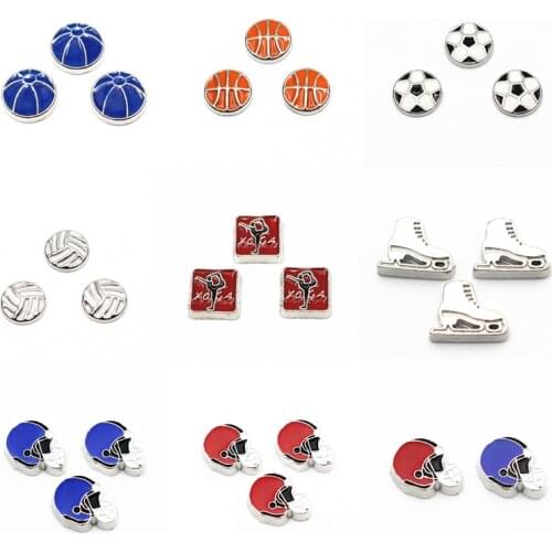 Newest 10pcs/lot Sports basketball football floating charms living glass floating memory locket charms jewelry
