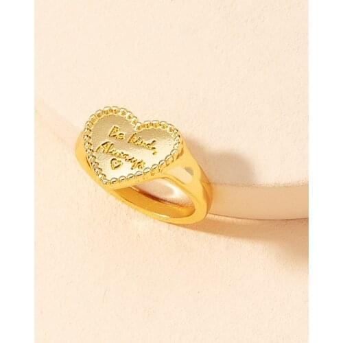 New Ins Creative Simple Love Heart Letter Ring Vintage Temperament Letter Heart Rings For Women Girls Fashion Jewelry Gift