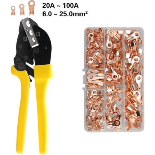 Crimping Pliers Tools Wire Lug U Type Terminal Crimper Plier Set Cable Clamp Mini Electrical Tool 6mm2-25mm2 for OT 3A-100A