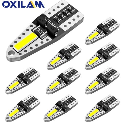 OXILAM 10Pcs Canbus Error Free T10 LED Lamp W5W 194 168 LED Bulbs Car Trunk Dome Light Auto Interior Lighting 12V 6000K White
