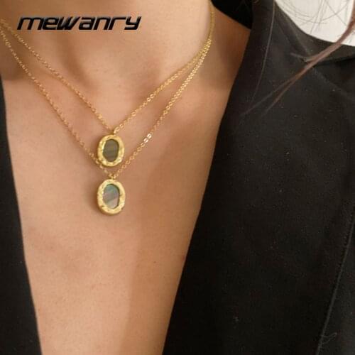 Mewanry 925 Sterling Silver Necklace for Women New Trend Vintage Elegant Creative Design Party Jewelry Black Shell Accessories