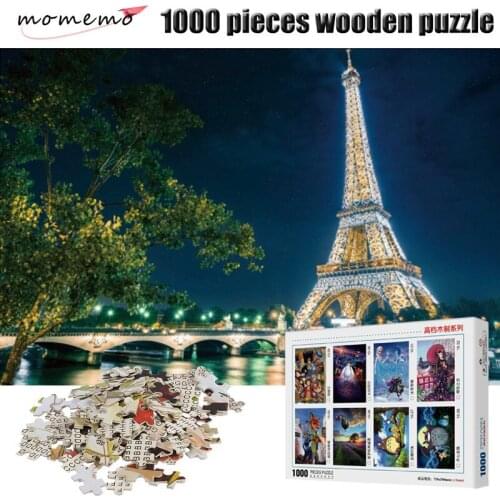 MOMEMO Eiffel Tower 1000 Pieces Puzzles Toy Paris Nightscape Landscape Puzzle for Adults Assembling Toys 1000 Pieces Puzzle Game
