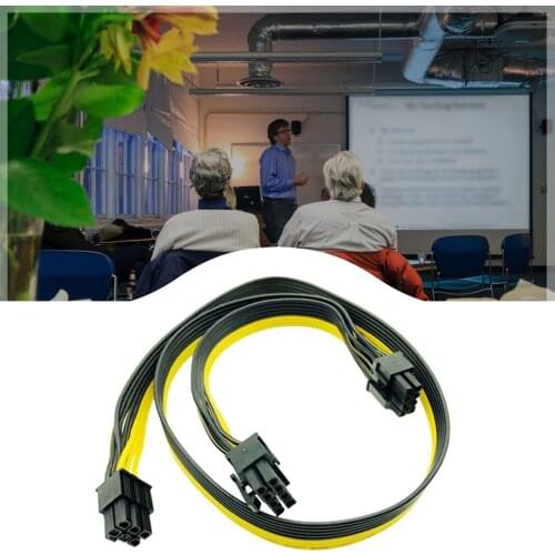 PCI-E PCI Express 6Pin Male to Dual 8Pin 2Port Male Adapter GPU Graphic Card PCIe Power Cable 18AWG 60cm+20cm Wire for BTC Miner