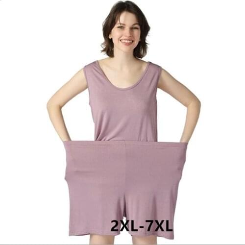 Womens pajamas casual quarter pants vest two piece set loose plus size sleepwear pijama new ladies elastic cotton home suit 7XL