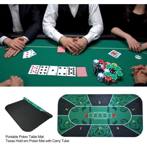 Portable Texas Hold'em Tabletop Mat Rubber Bottom Flannel Surface Poker Table Mat 120x60cm
