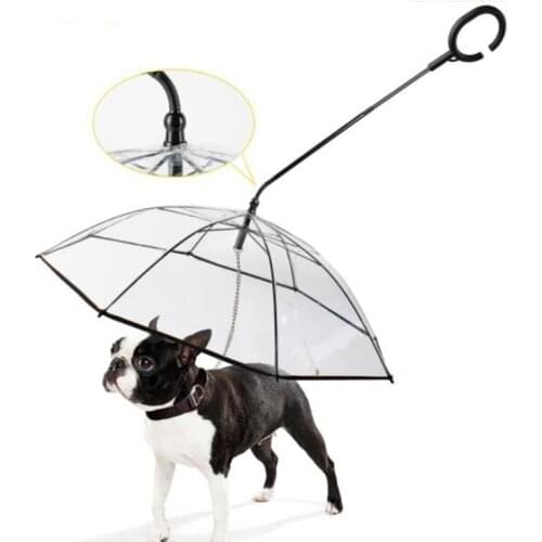 Transparent pet umbrella C type dog umbrella pet supplies adjustable dog walking leash in rainy days
