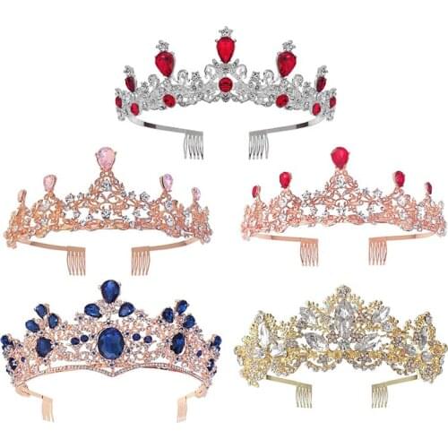 Luxury Baroque Royal Queen Gold Wedding Crown Crystal Princess Tiara Headband Women Charm Hair Jewelry