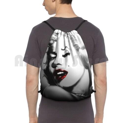 Marilyn Monroe Backpack Drawstring Bag Riding Climbing Gym Bag Marilyn Monroe Lips Red Woman 50S Sexy Cool Sale Home Money