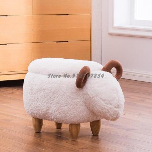 Creative Lamb Shoe Changing Stool Makeup Stool Storage Storage Stool Nordic Cartoon Solid Wood Animal Low Stool Home