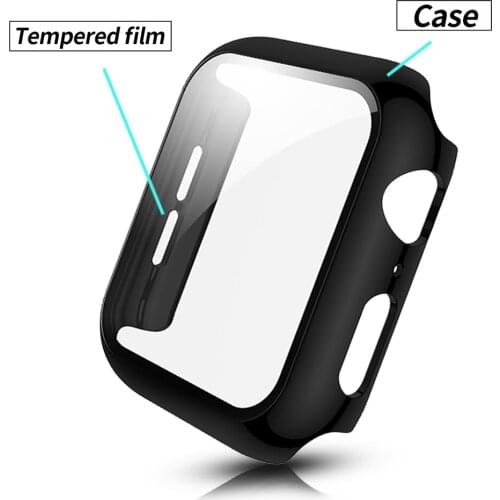 Screen Protector PC Cover for Apple Watch SE Series 6 5 4 3 Case with Tempered Glass Film for iWatch 44mm 40mm 38mm 42mm Bumper